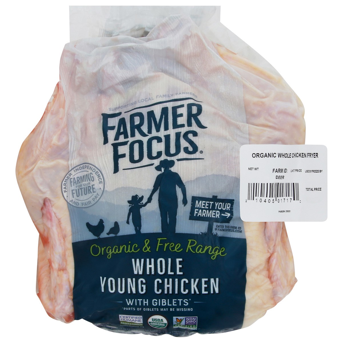 slide 2 of 2, Farmer Focus Organic & Free Range Whole Young Chicken with Giblets 4.53 lb, 1 ct