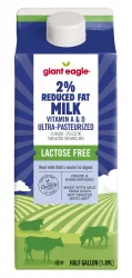 Giant Eagle Milk, 2% Reduced Fat, Vitamin A & D, Lactose Free