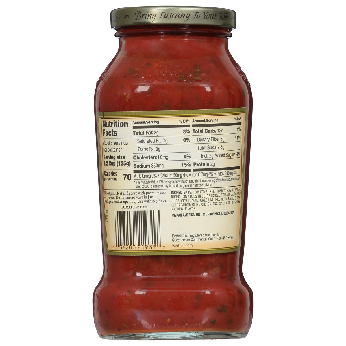 slide 14 of 14, Bertolli Tomato & Basil Pasta Sauce, 24 oz