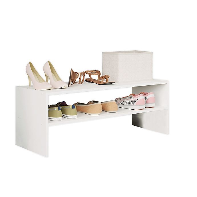 slide 1 of 5, Simply Essential2-Tier Shoe Stacker - White, 1 ct