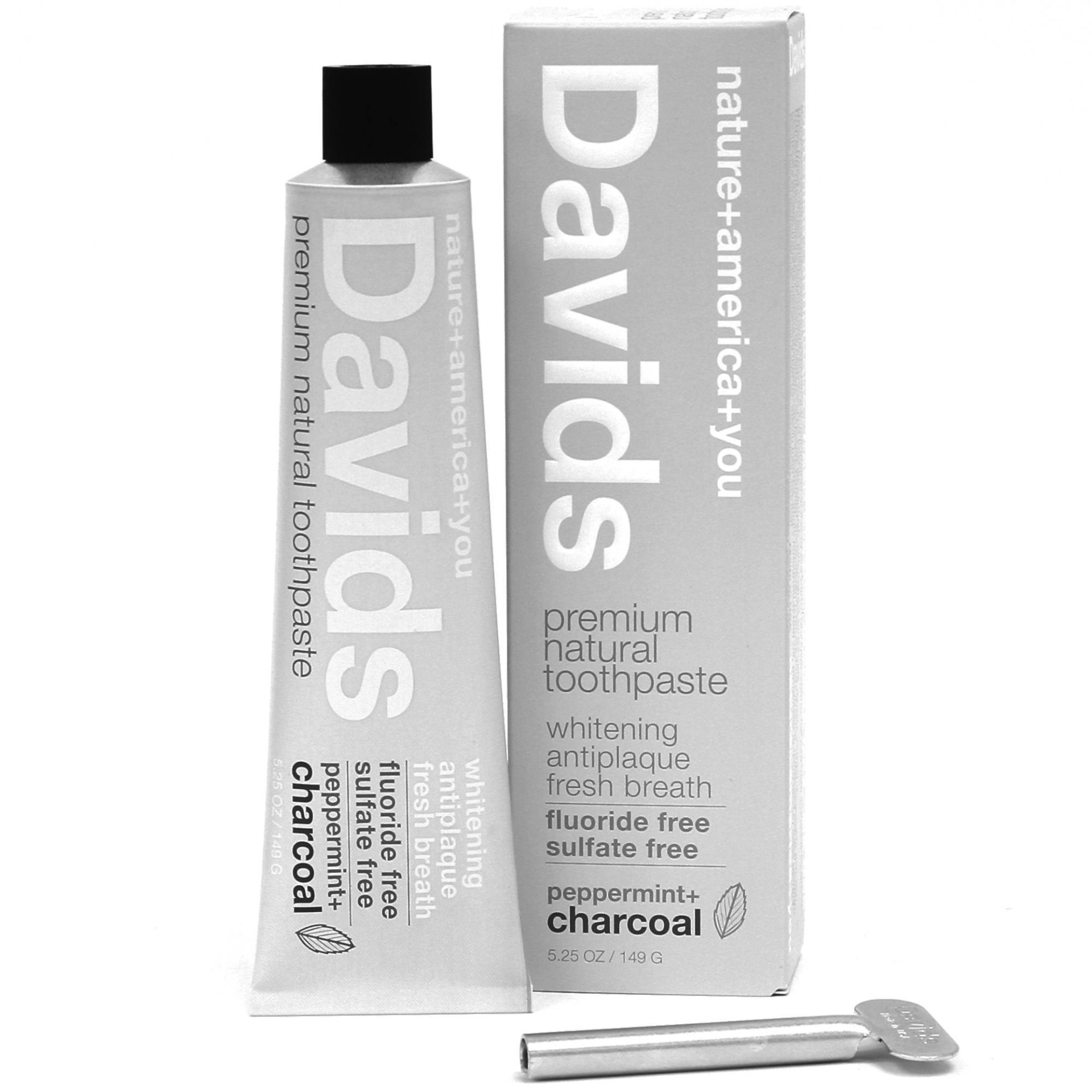 slide 1 of 1, David's Premium Natural Toothpaste Peppermint Charcoal, 5.25 oz