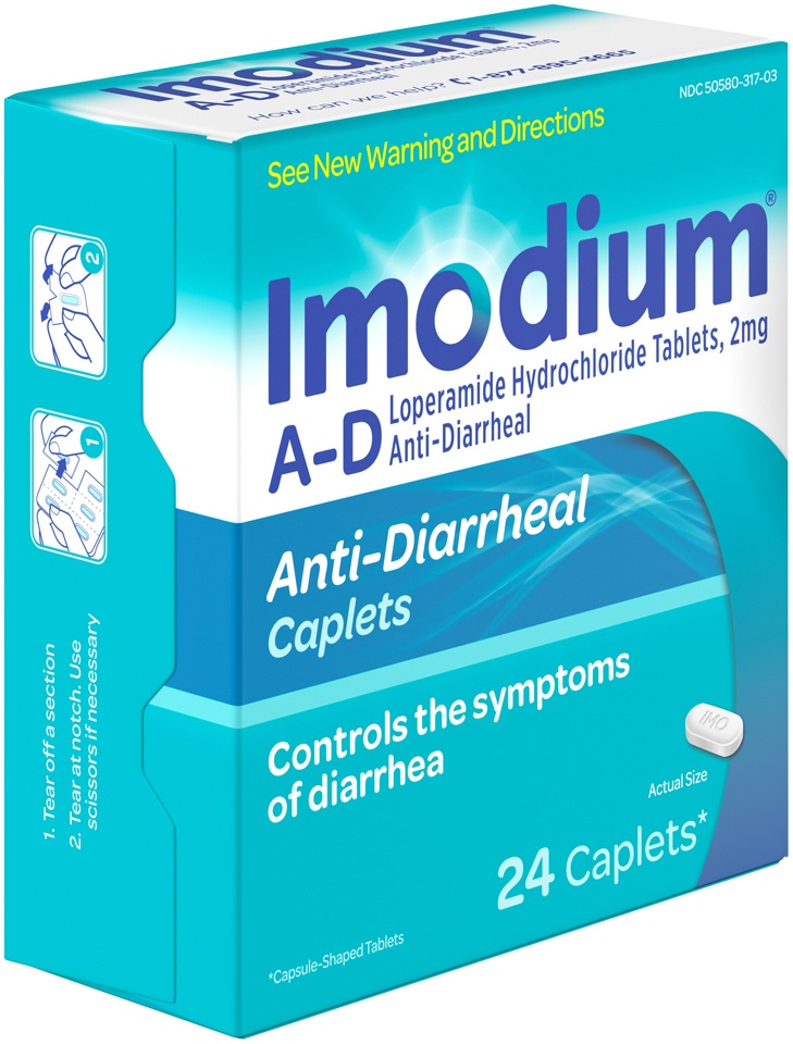slide 2 of 6, Imodium A-D Diarrhea Relief Caplets with Loperamide Hydrochloride, Anti-Diarrheal Medicine to Help Control Symptoms of Diarrhea Due to Acute, Active & Traveler's Diarrhea, 24 ct