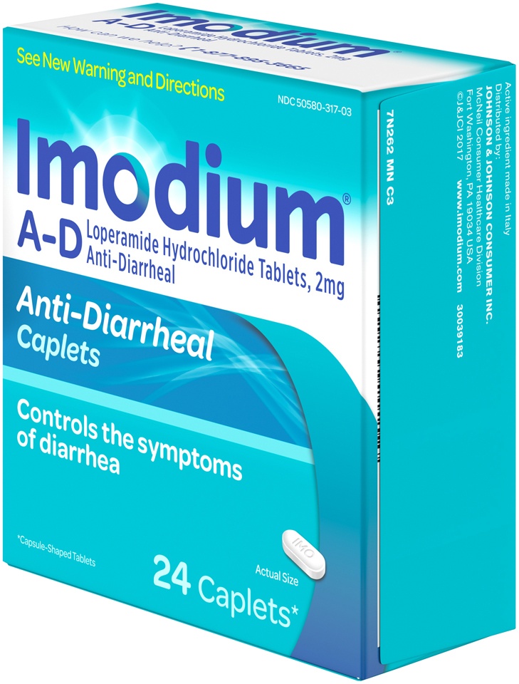 slide 3 of 6, Imodium A-D Diarrhea Relief Caplets with Loperamide Hydrochloride, Anti-Diarrheal Medicine to Help Control Symptoms of Diarrhea Due to Acute, Active & Traveler's Diarrhea, 24 ct