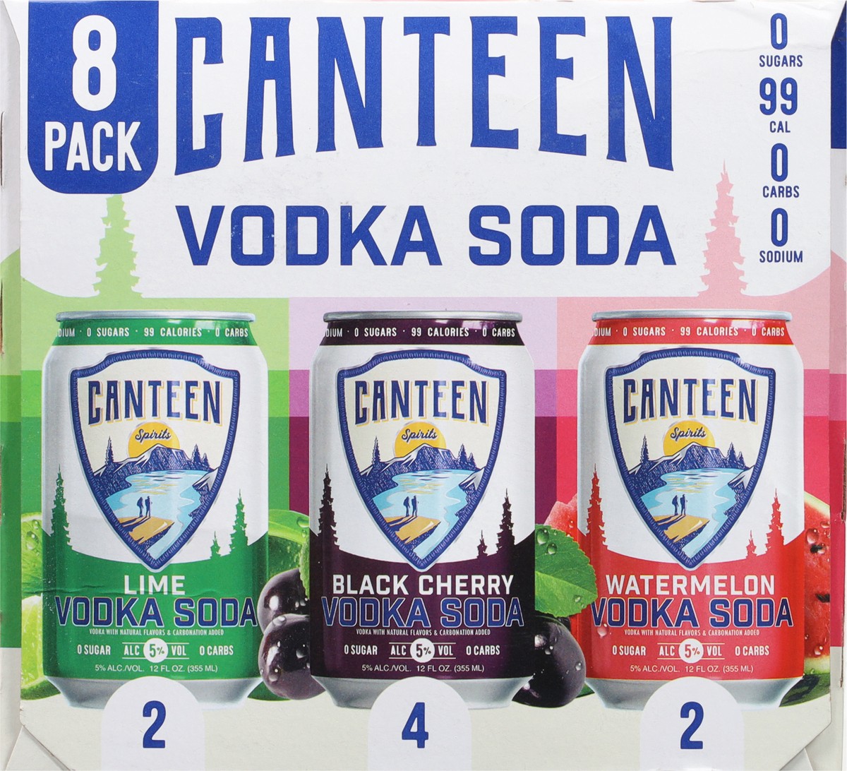 slide 5 of 11, Canteen Spirits 8 Pack Watermelon/Black Cherry/Lime Vodka Soda 8 - 12 fl oz Cans, 12 oz
