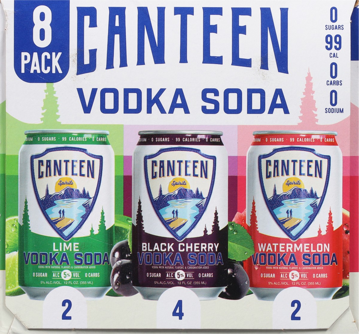 slide 4 of 11, Canteen Spirits 8 Pack Watermelon/Black Cherry/Lime Vodka Soda 8 - 12 fl oz Cans, 12 oz