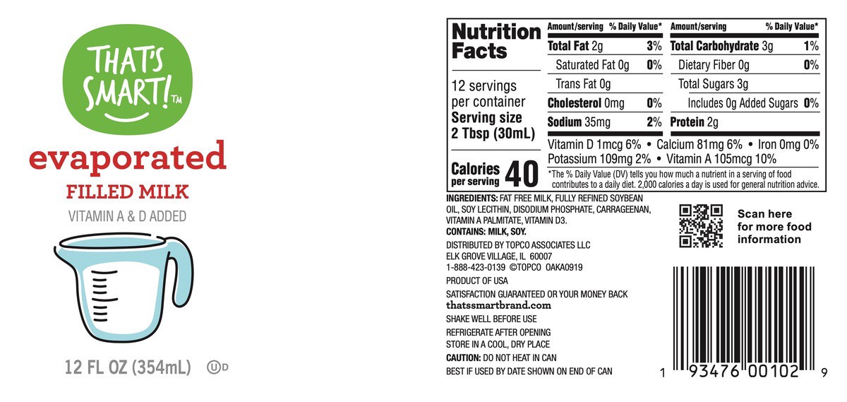 slide 8 of 15, That's Smart! Evaporated Filled Milk, 12 fl oz