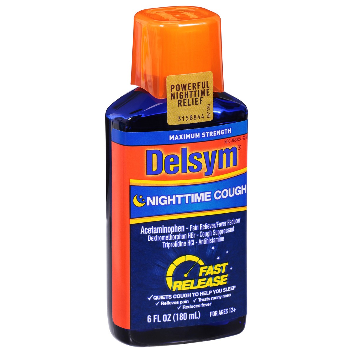 slide 4 of 10, Delsym Maximum Strength Liquid Mixed Berry Nighttime Cough 6 fl oz, 6 oz