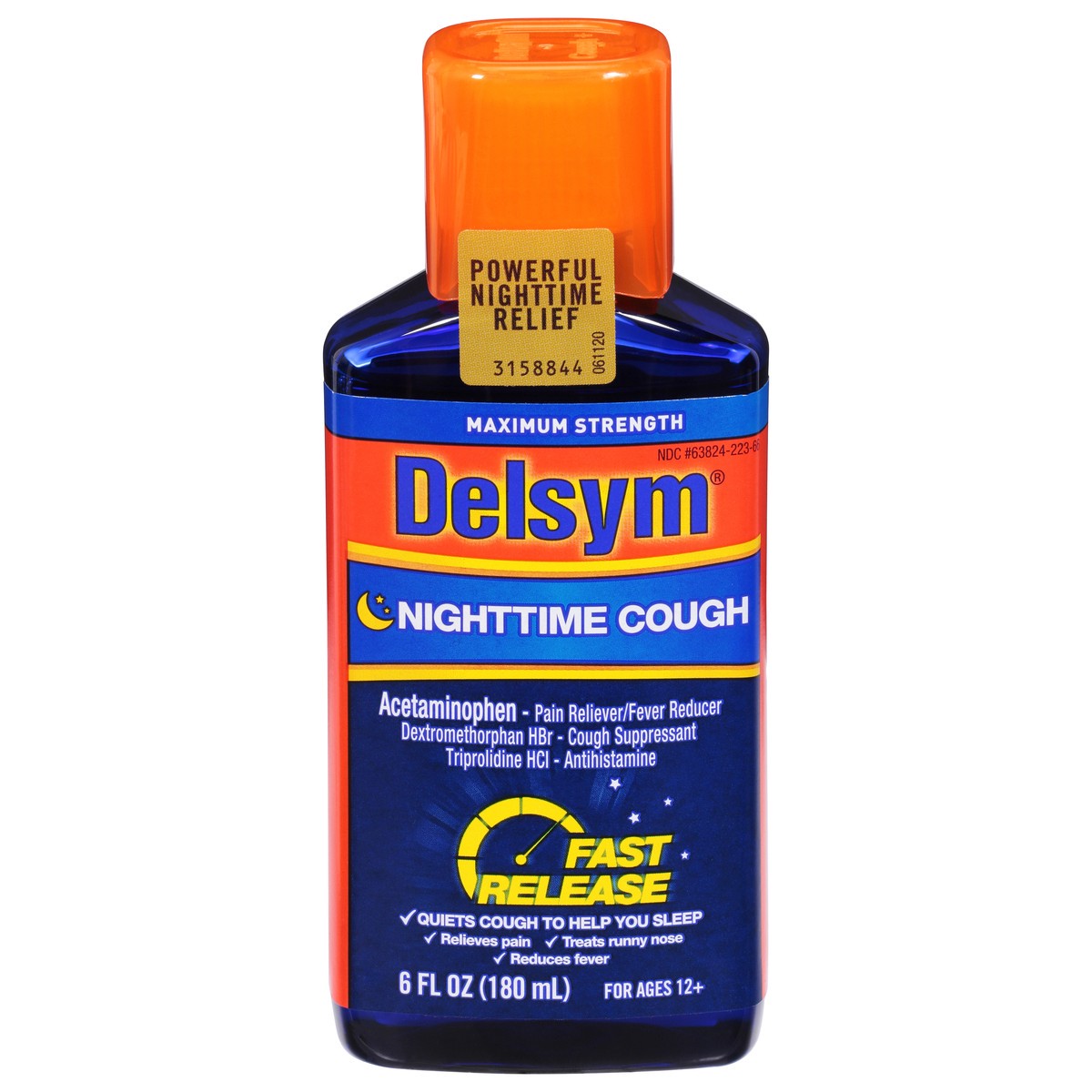 slide 2 of 10, Delsym Maximum Strength Liquid Mixed Berry Nighttime Cough 6 fl oz, 6 oz