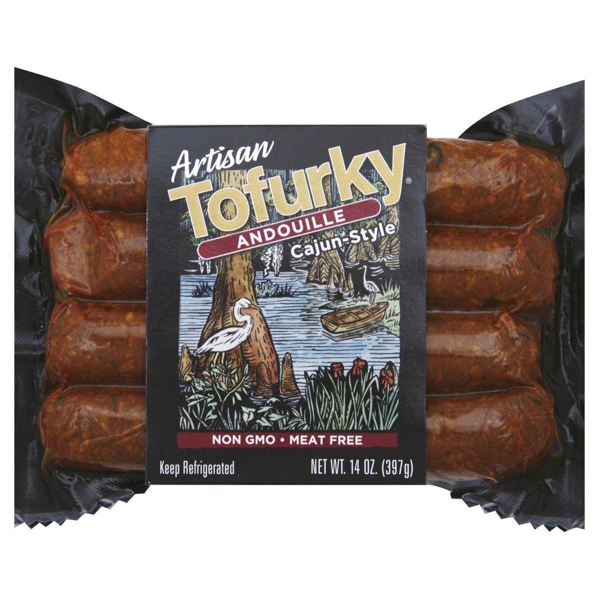 slide 1 of 4, Tofurky Artisan Vegan Sausage, Andouille, 14 oz