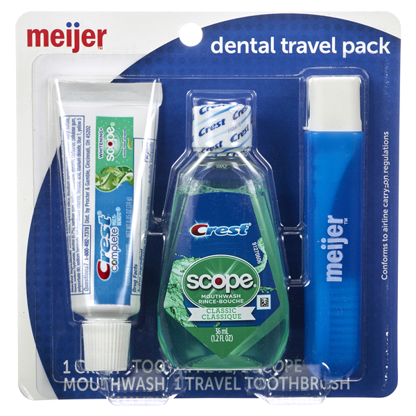 slide 1 of 2, Meijer Dental Travel Pack with Scope Mouthwash, 3 ct