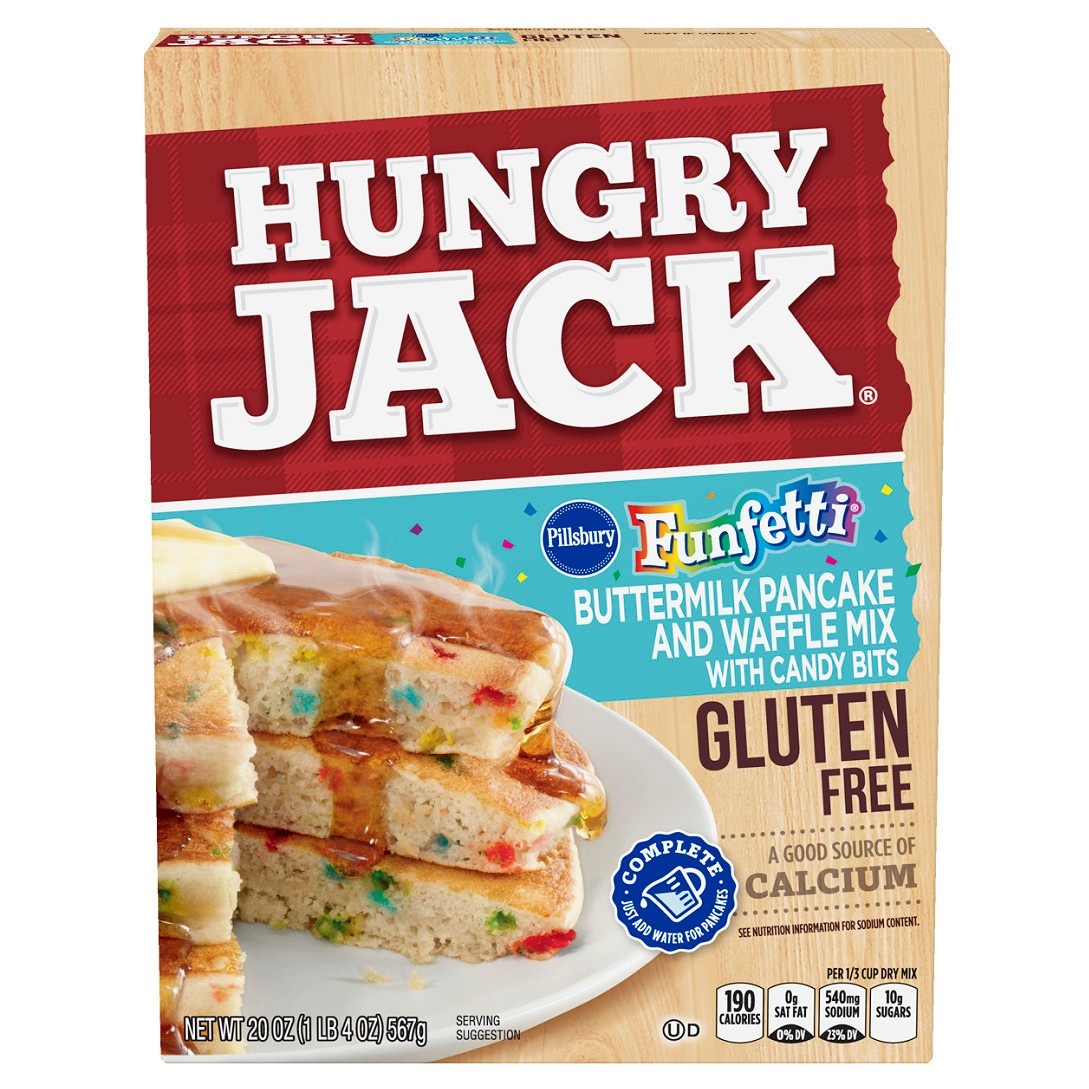 slide 1 of 1, Hungry Jack Pillsbury Funfetti Buttermilk Pancake And Waffle Mix With Candy Bites, 20 oz