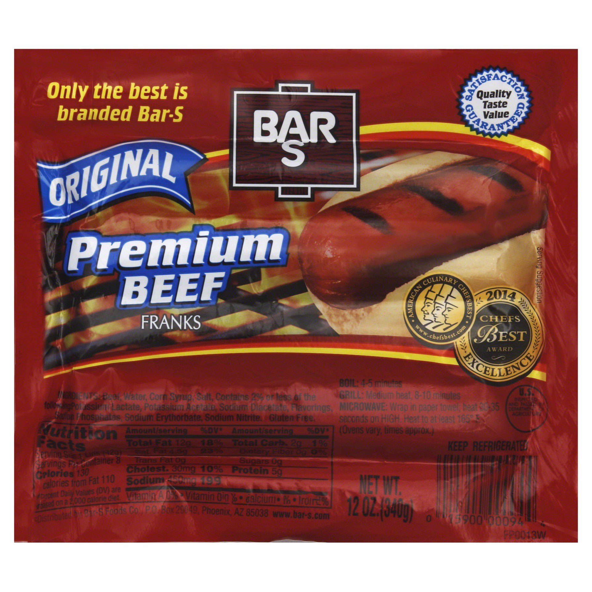 slide 1 of 7, Bar-S Frank Beef, 12 oz