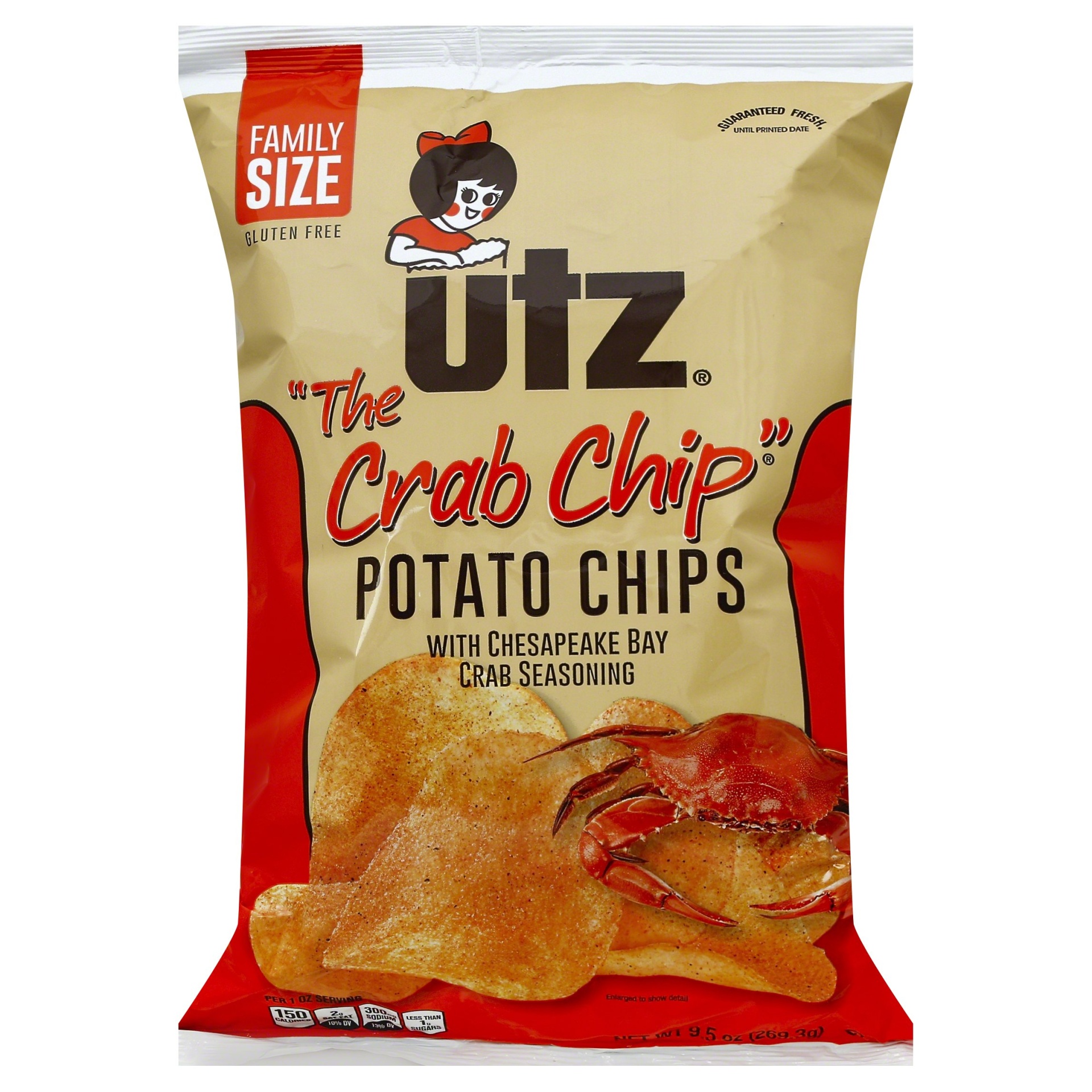 slide 1 of 5, Utz "The Crab Chip" Potato Chips, 9.5 oz