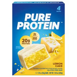 Pure Protein Bars, Lemon Cake, 20 g Protein, 1.76 oz, 4 ct