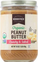 Woodstock Crunchy & Salted Organic Peanut Butter 16 oz