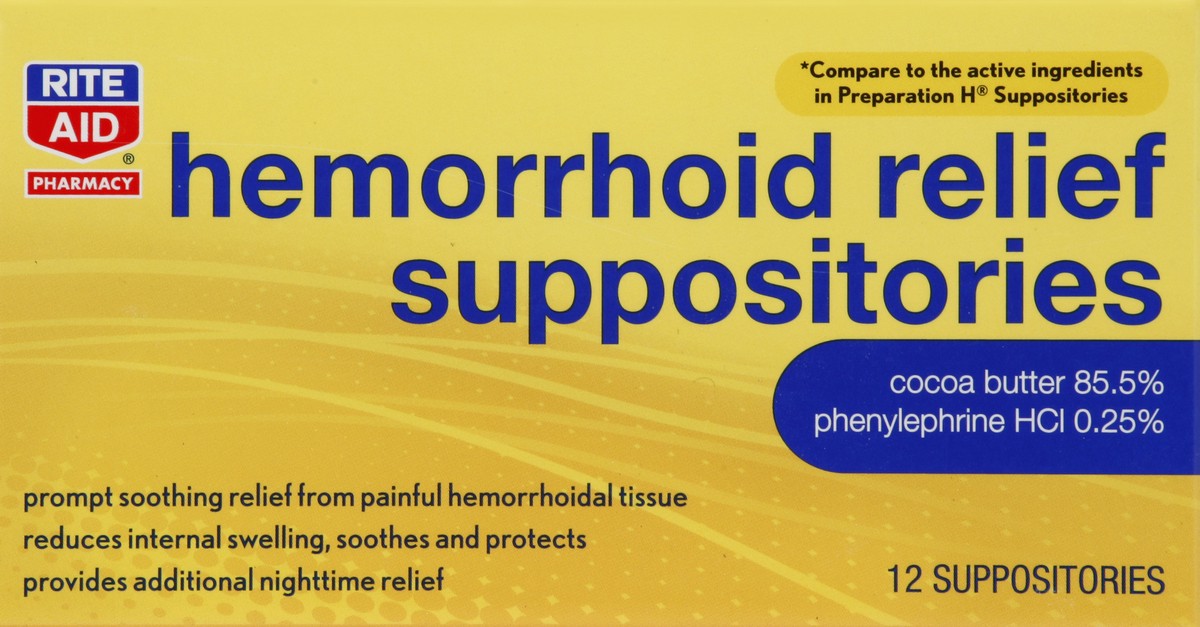 slide 4 of 5, Rite Aid Hemorrhoidal Suppositories, 12 ct