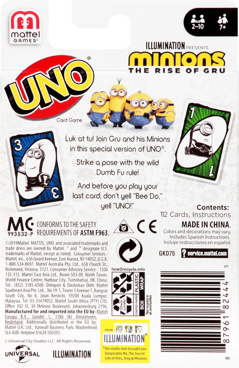 slide 2 of 9, Uno Minions The Rise of Gru Ages 7+ Card Game 1 ea, 1 ct