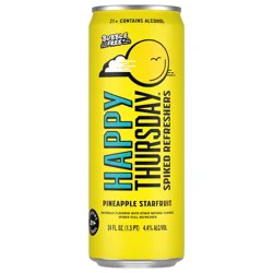 Happy Thursday Pineapple Starfruit Beer 24-oz beer cans, 4.4% ABV,