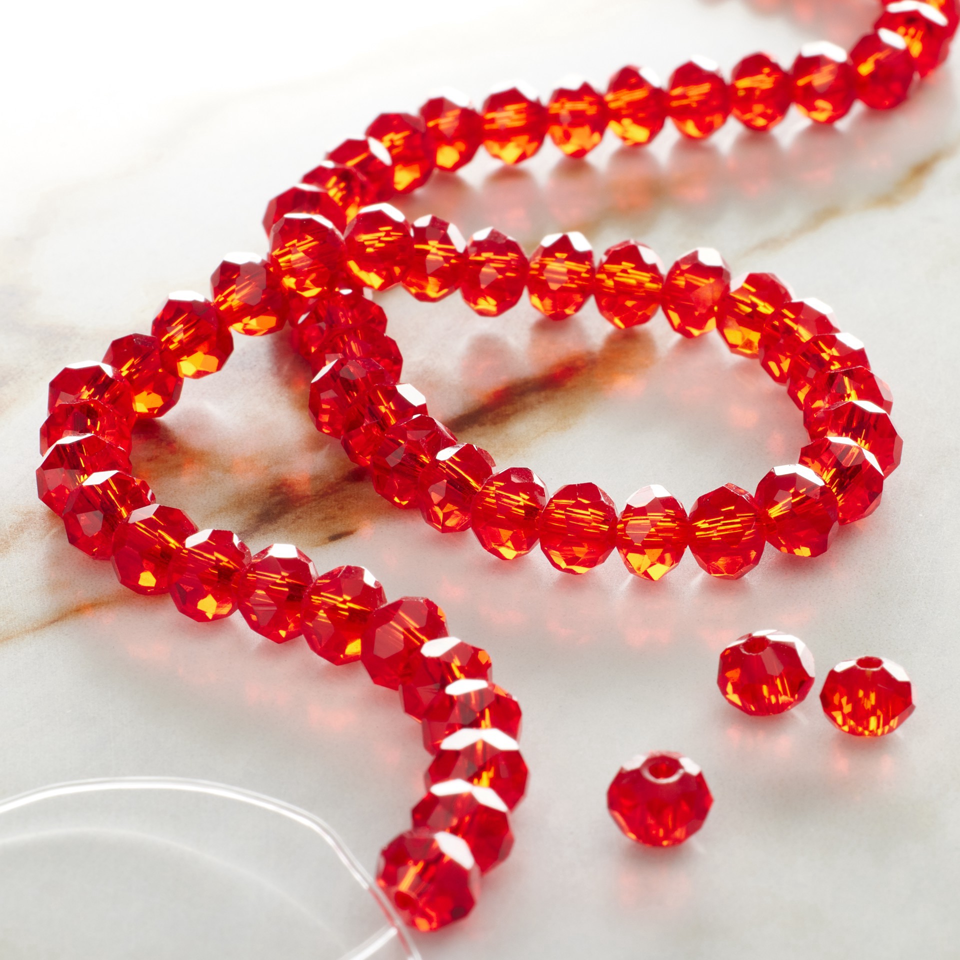 slide 2 of 3, Ruby Faceted Glass Rondelle Beads, 6mm By Bead Landing, 6 mm