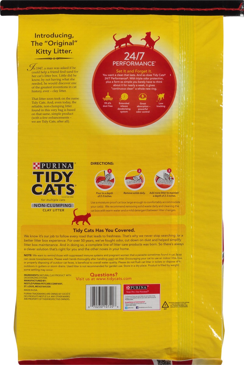 slide 8 of 8, Tidy Cats Purina Tidy Cats Non Clumping Cat Litter, 24/7 Performance Multi Cat Litter, 20 lb