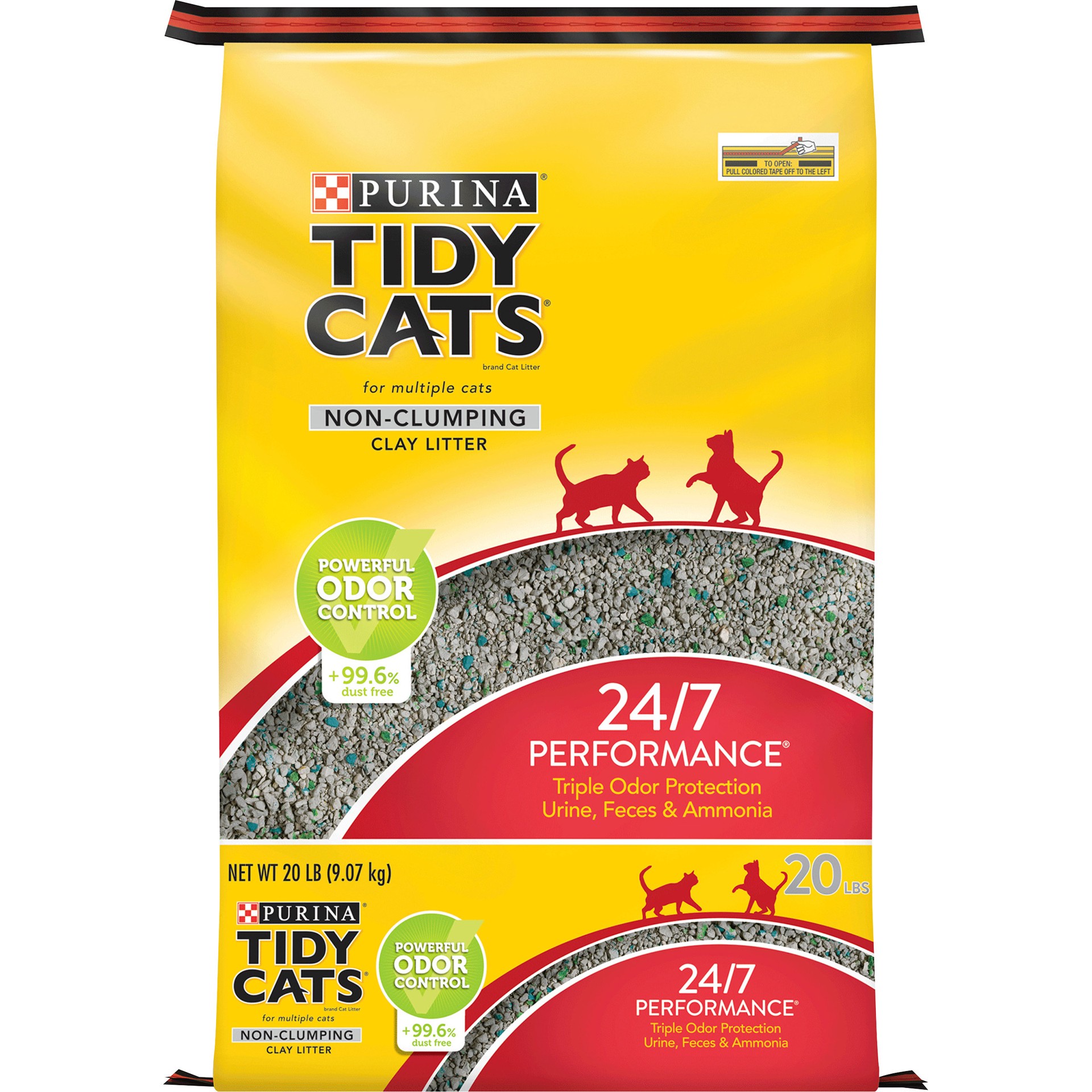 slide 1 of 8, Tidy Cats Purina Tidy Cats Non Clumping Cat Litter, 24/7 Performance Multi Cat Litter, 20 lb