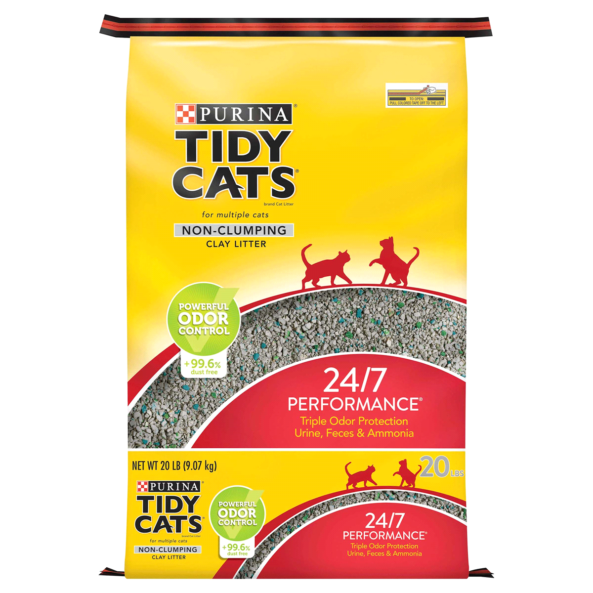 slide 1 of 1, Purina Tidy Cats Non-Clumping Cat Litter 24/7 Performance for Multiple Cats, 20 lb