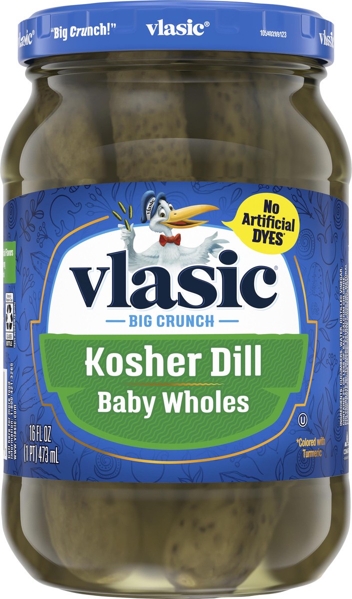 slide 5 of 5, Vlasic Kosher Dill Baby Whole Pickles, Keto Friendly, 16 FL OZ Jar, 16 fl oz