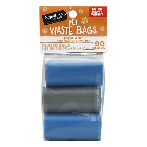 slide 1 of 1, Signature Pet Care Waste Bags Fresh Scent, 90 ct