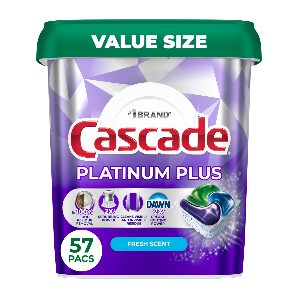 slide 1 of 29, Cascade Platinum Plus Action Pac Fresh, 57 ct