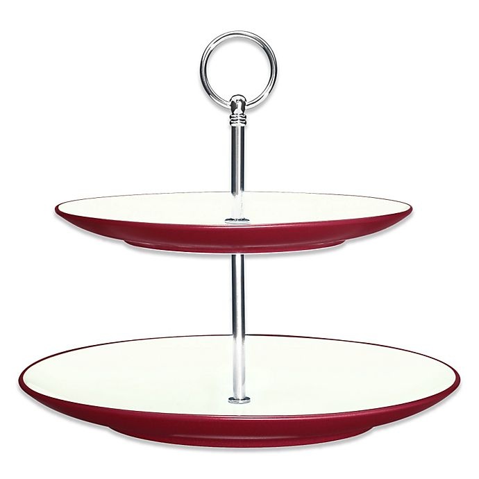 slide 1 of 1, Noritake Colorwave 2-Tier Hostess Tray - Raspberry, 1 ct