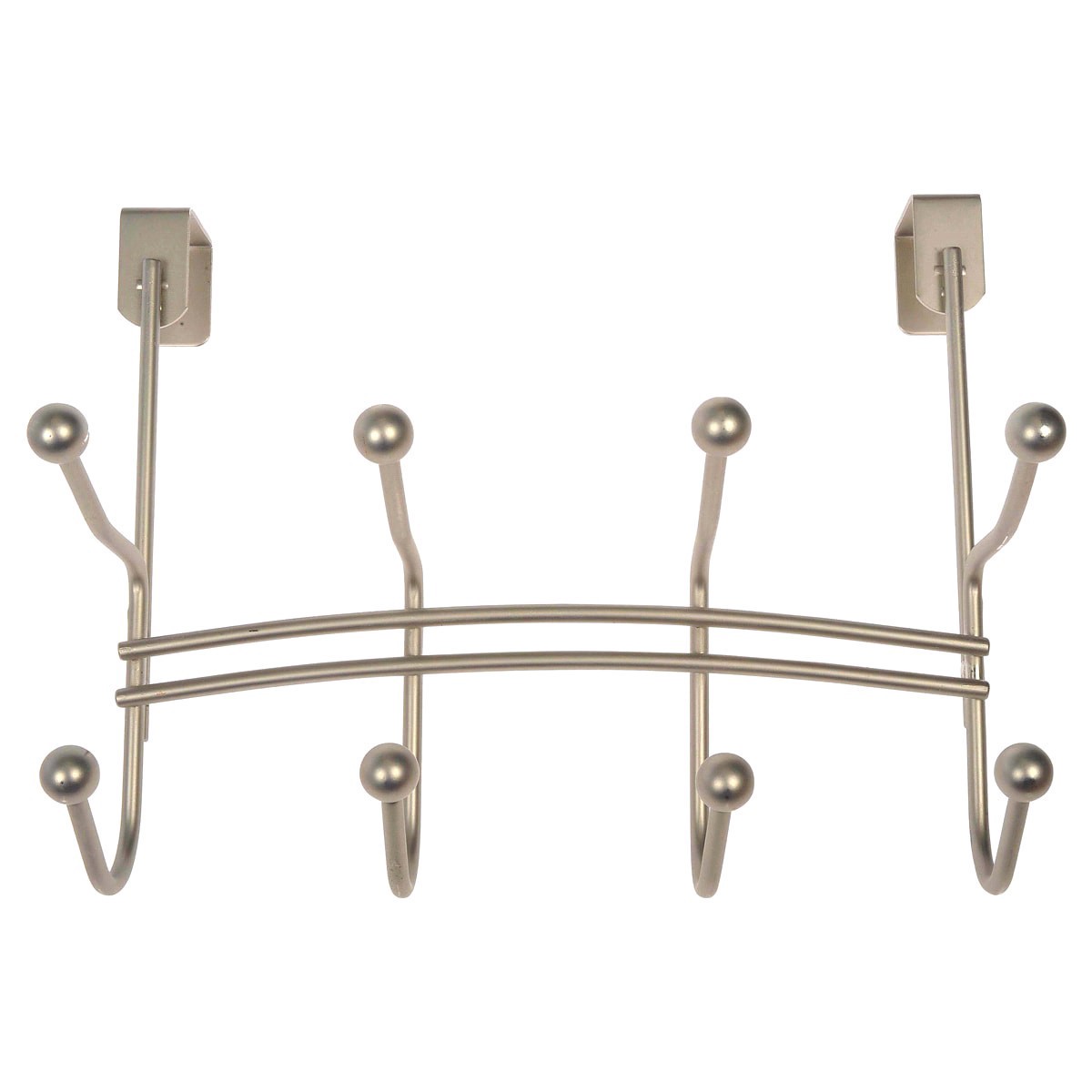 slide 1 of 5, Dorman Hardware 4-1790 Over The Door Four Double Hooks, Satin Nickel, 1 ct