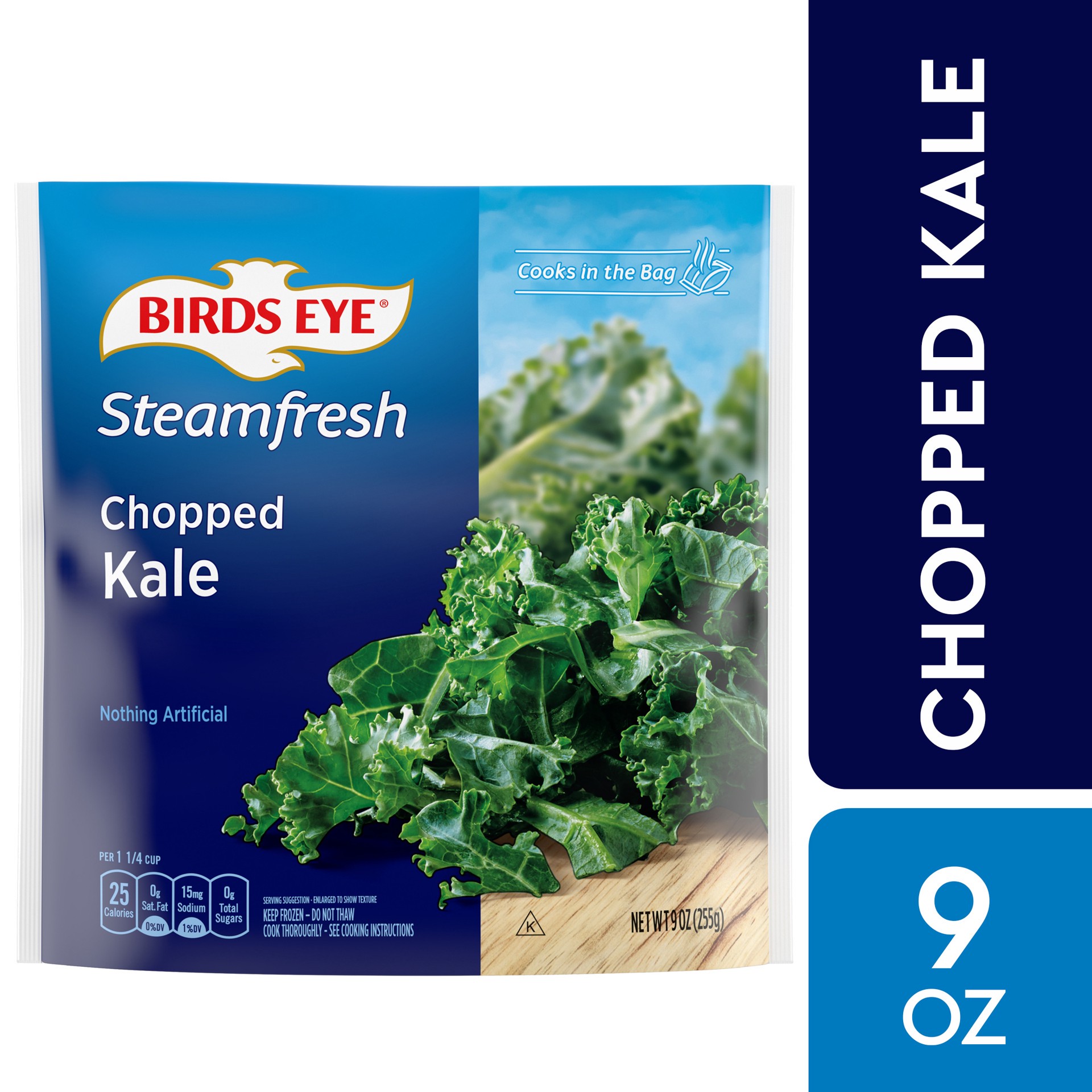 slide 1 of 5, Birds Eye Chopped Kale, Frozen Vegetable, 9 OZ, 9 oz