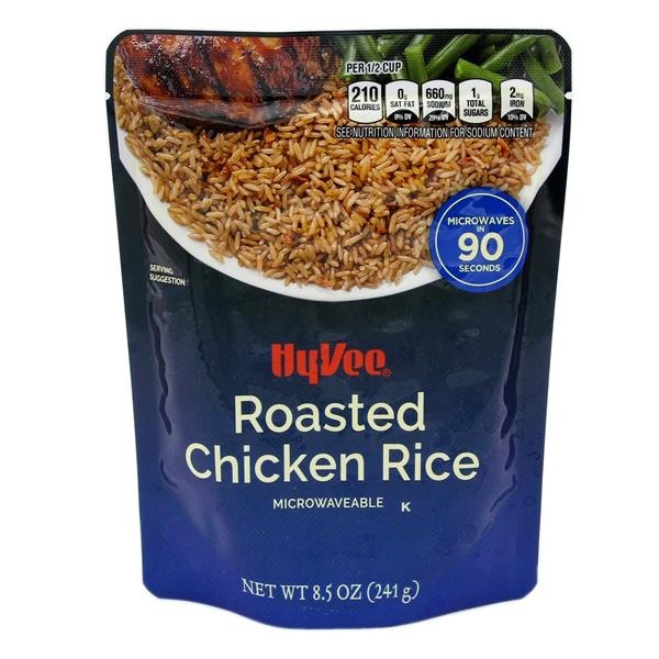 slide 1 of 1, Hy-vee Microwaveable Roasted Chicken Rice, 8.5 oz