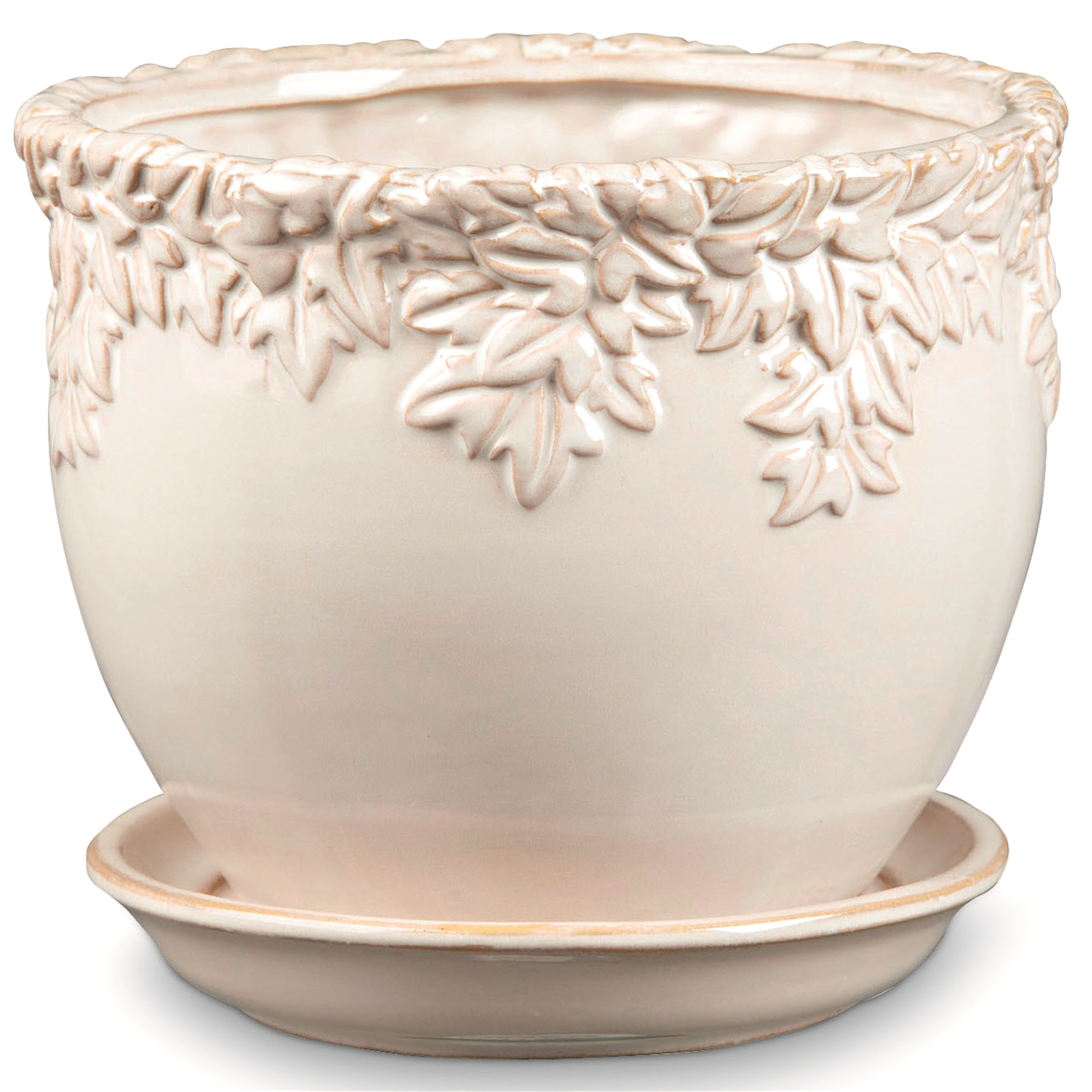 slide 1 of 1, Ivy League Jardinier Ceramic Planter, Moonstone 5.25", 5.25 in