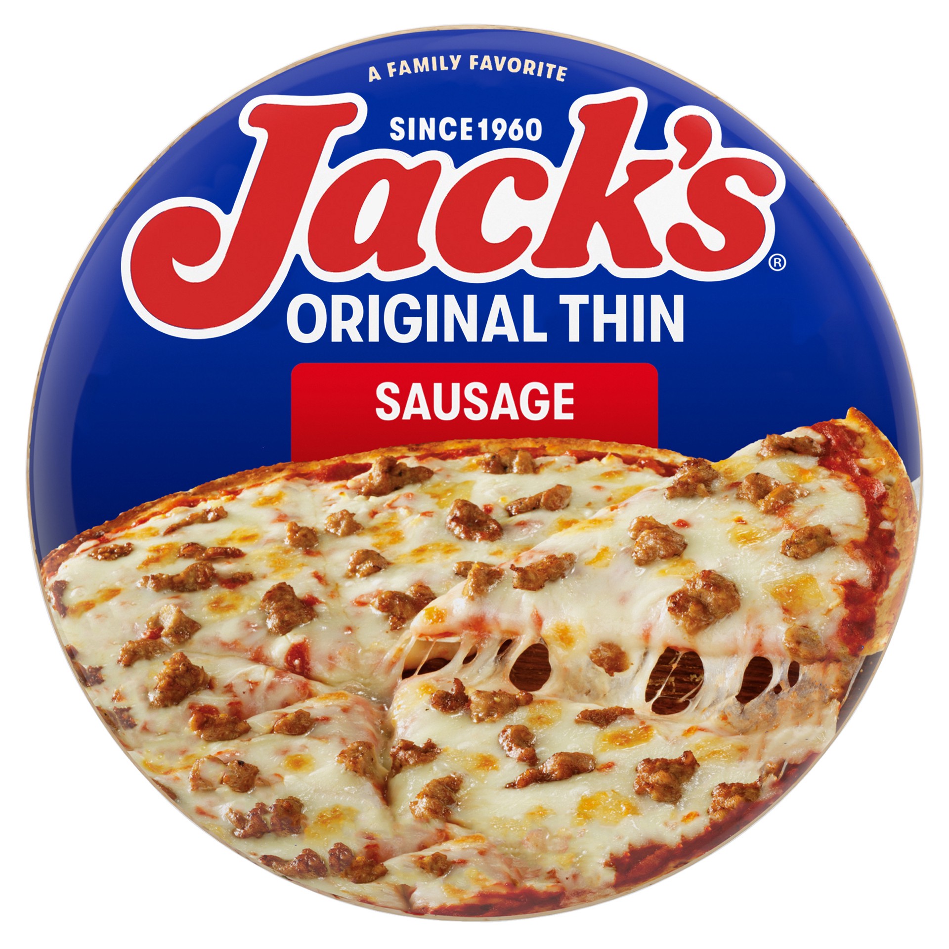 slide 1 of 7, Jack's Original Thin Crust Sausage Frozen Pizza, 14.9 oz