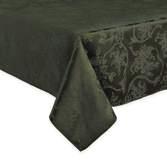 slide 1 of 5, Winter Wonderland Christmas Ribbons Oblong Tablecloth - Olive, 60 in x 104 in