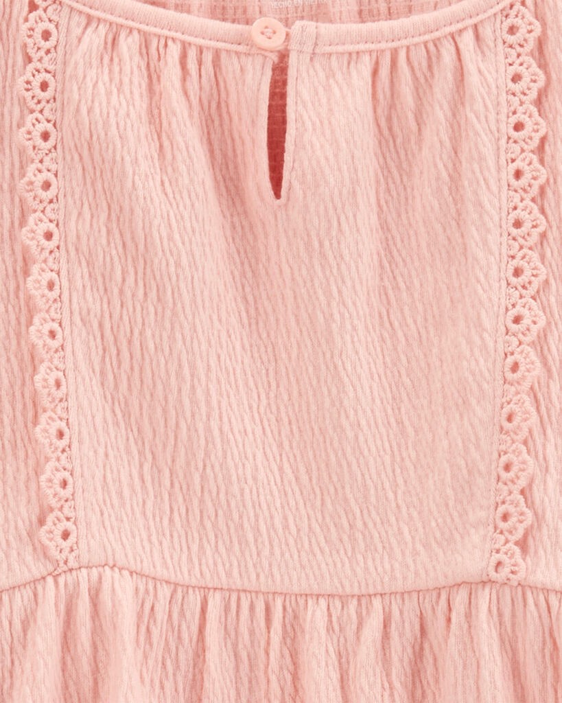 slide 2 of 2, Oshkosh Kid Crinkle Jersey Flutter Crochet Top Pink 4, 1 ct