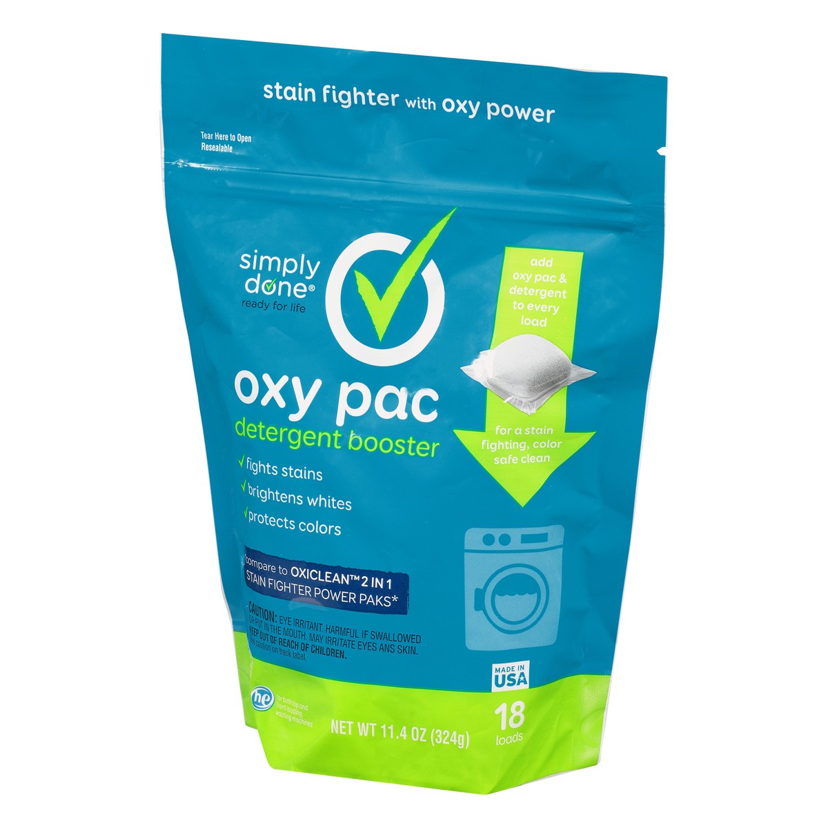 slide 9 of 9, Simply Done Detergent Booster Oxy Pac, 18 oz