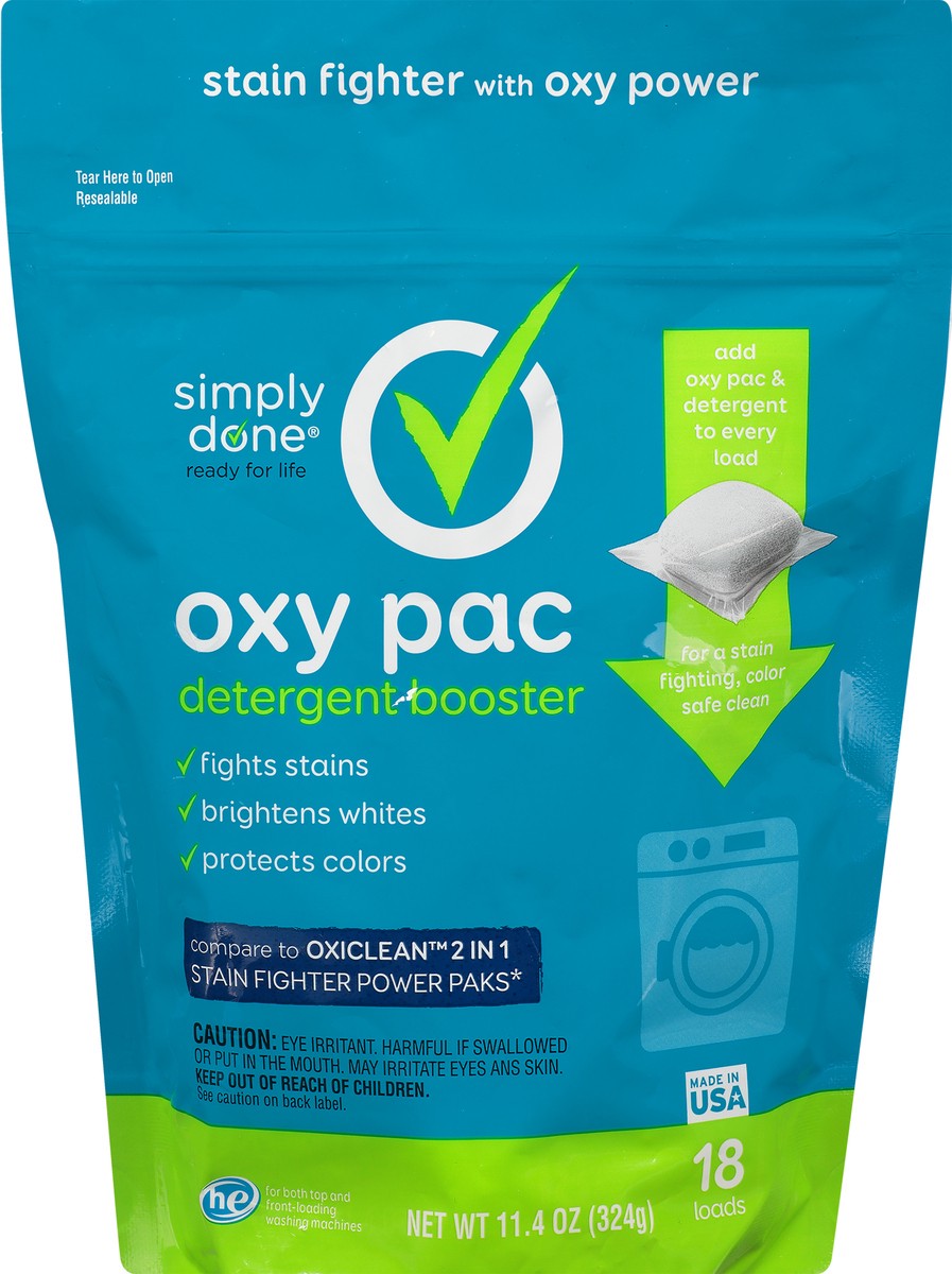 slide 6 of 9, Simply Done Detergent Booster Oxy Pac, 18 oz