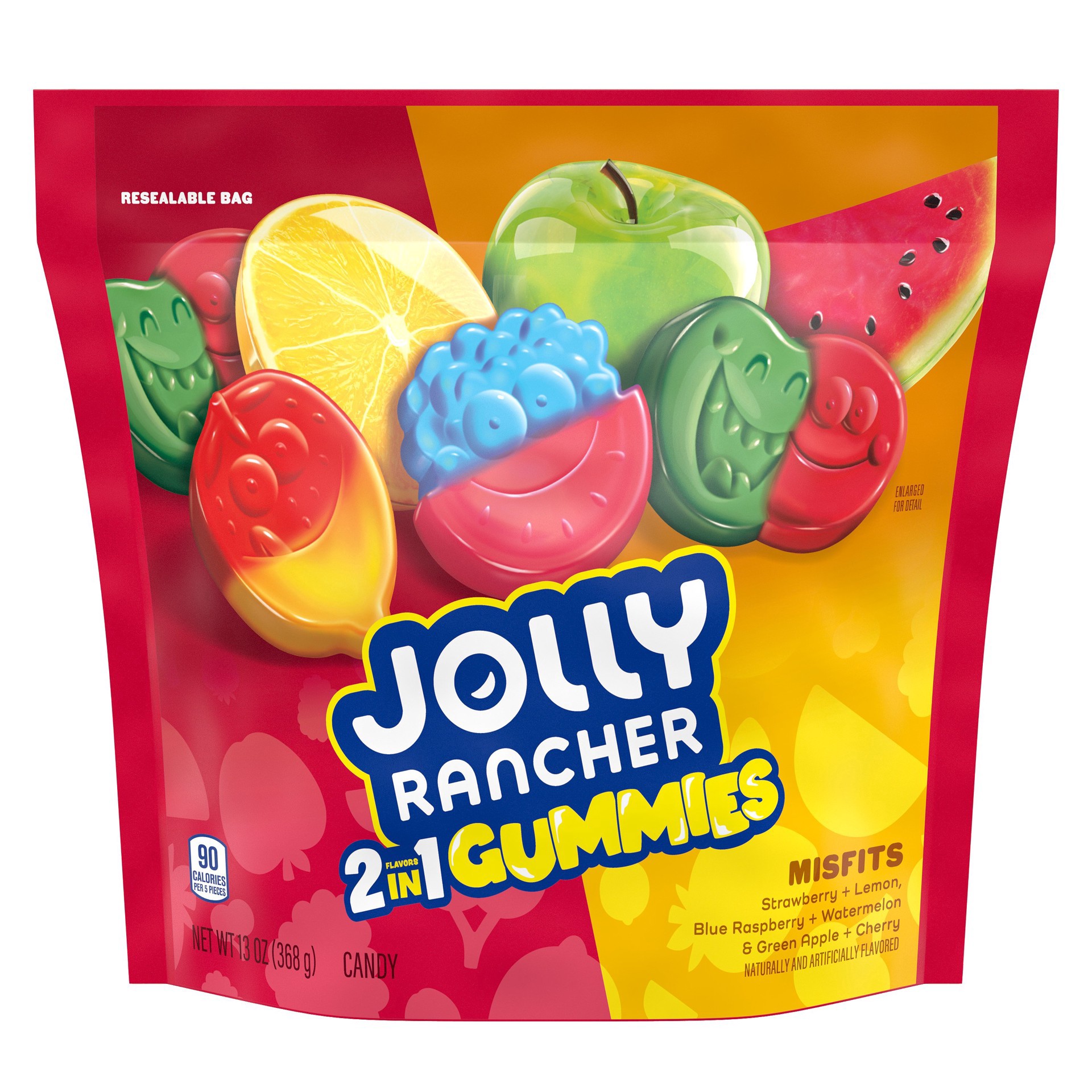 slide 1 of 1, JOLLY RANCHER Gummies Misfits 2-in-1 Fruit Flavored Candy Bag, 13 oz, 13 oz