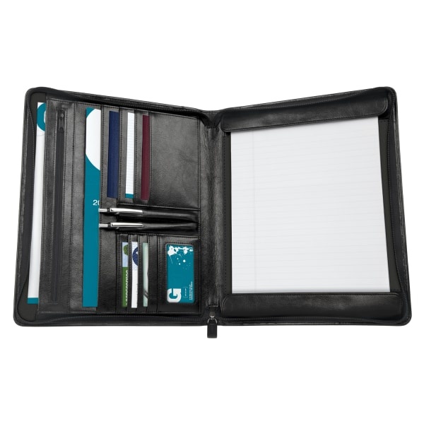 slide 1 of 2, Office Depot Brand Lefty Righty Zip-Around Bi-Fold Writing Pad, Black, 1 ct