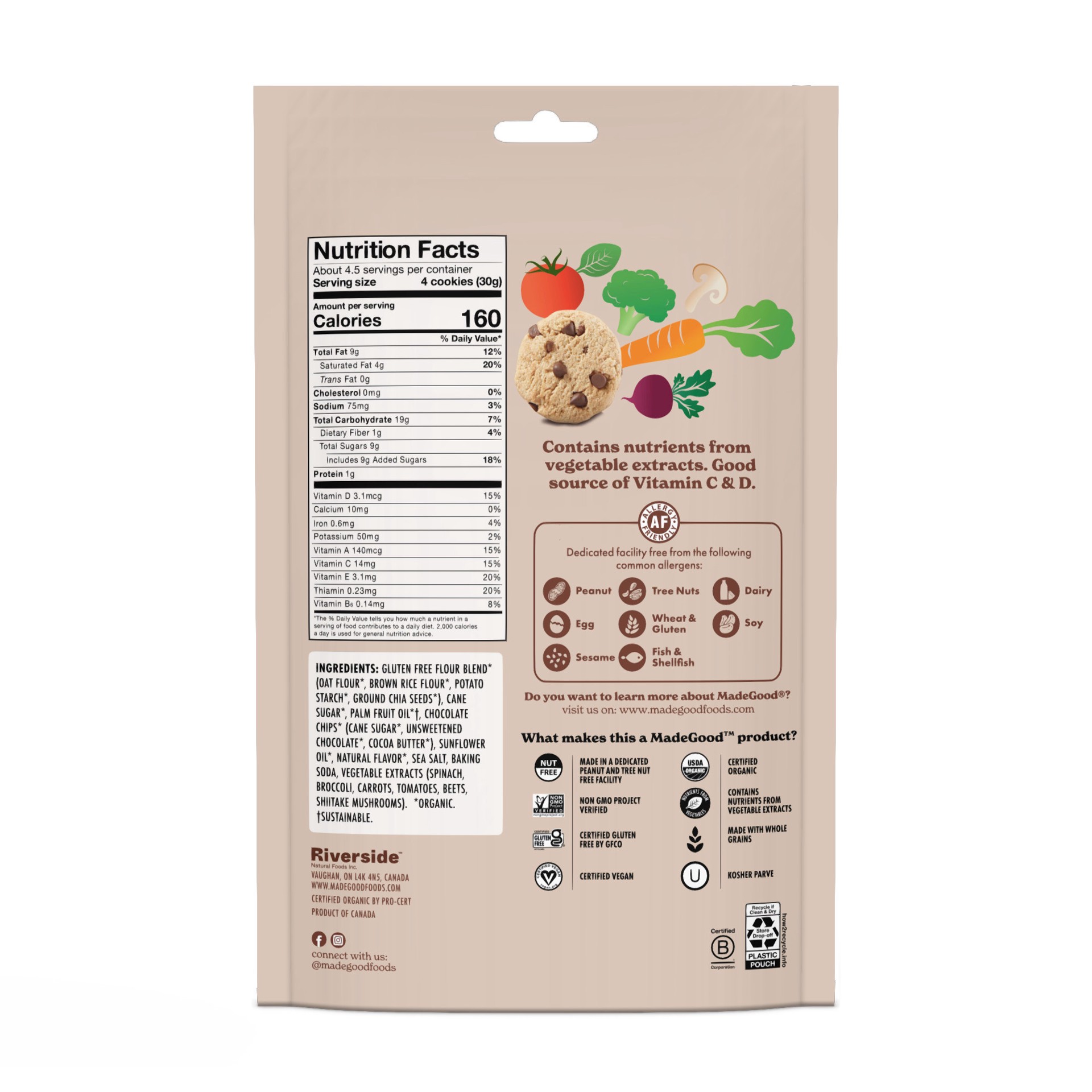 slide 2 of 6, MadeGood Chocolate Chip Cookies 5.0 oz, 6 ct