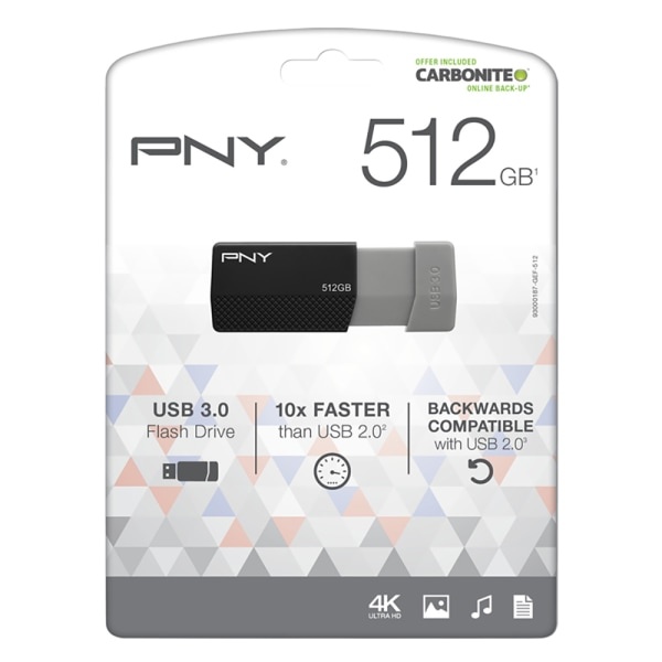 slide 1 of 6, PNY Usb 3.0 Flash Drive, 512Gb, Black, P-Fd512Eledge-Ge, 1 ct