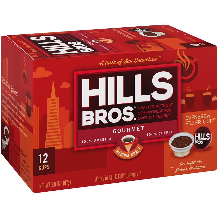 slide 5 of 7, Hills Bros. Gourmet Medium Roast Coffee Single Serve Cups - 12 ct, 12 ct