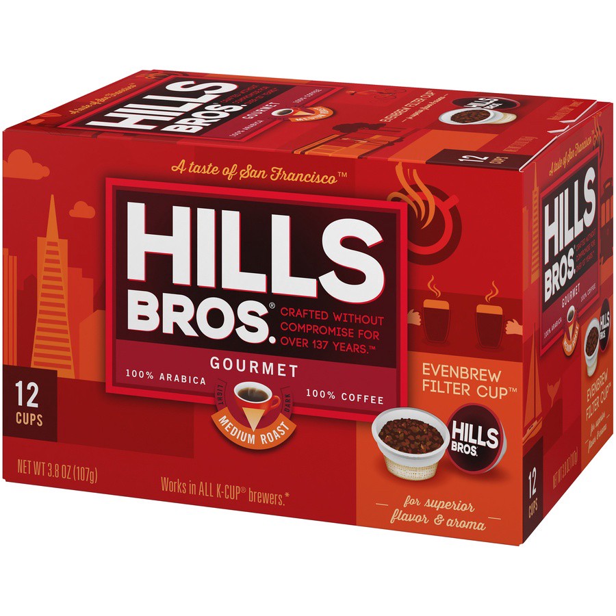 slide 4 of 7, Hills Bros. Gourmet Medium Roast Coffee Single Serve Cups - 12 ct, 12 ct