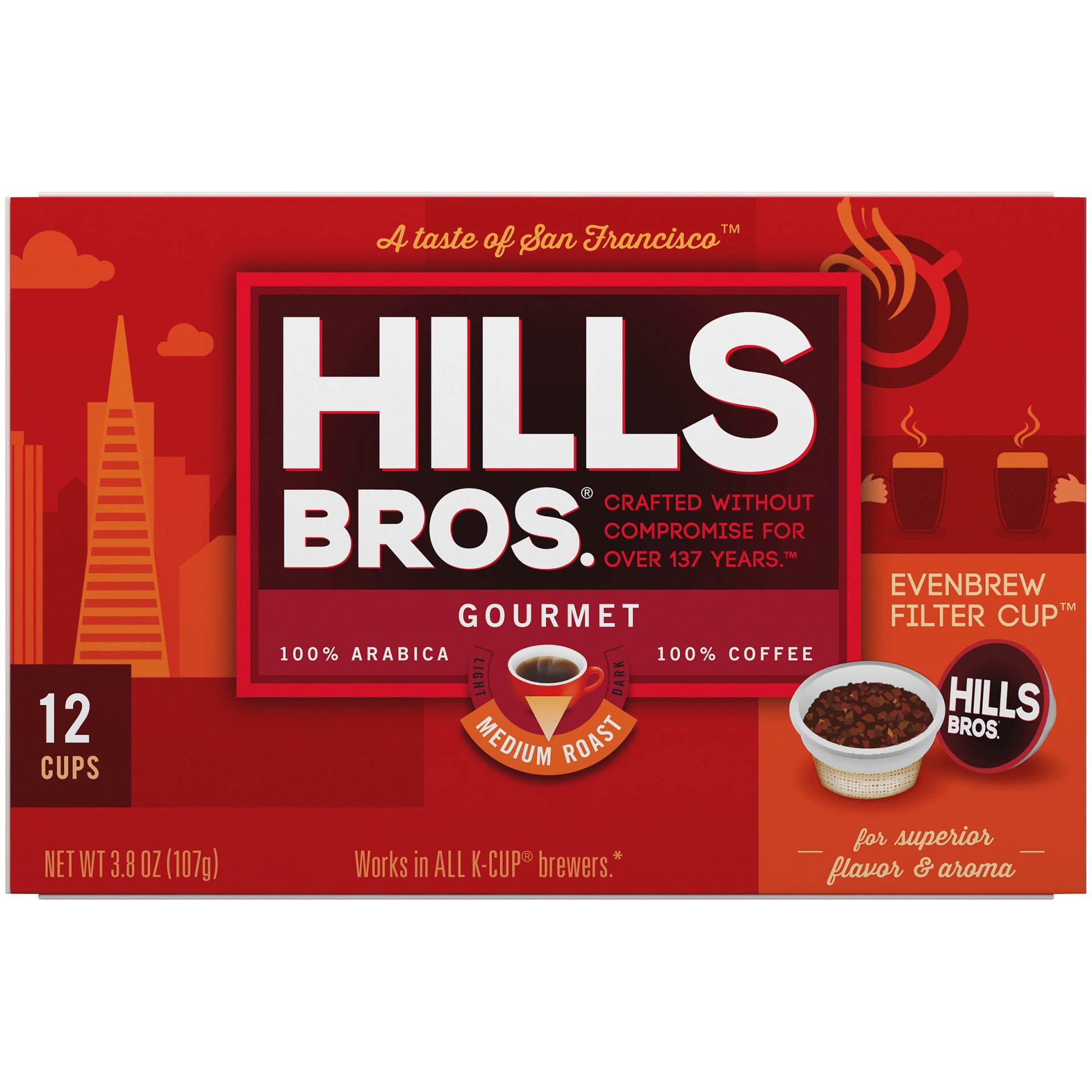 slide 7 of 7, Hills Bros. Gourmet Medium Roast Coffee Single Serve Cups - 12 ct, 12 ct