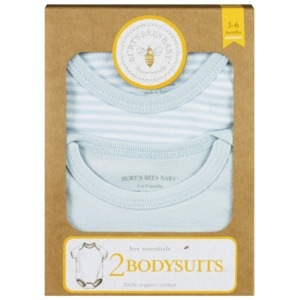 slide 1 of 1, Burt's Bees Baby 2 Bodysuits Sky 3-6 Months, 1 ct