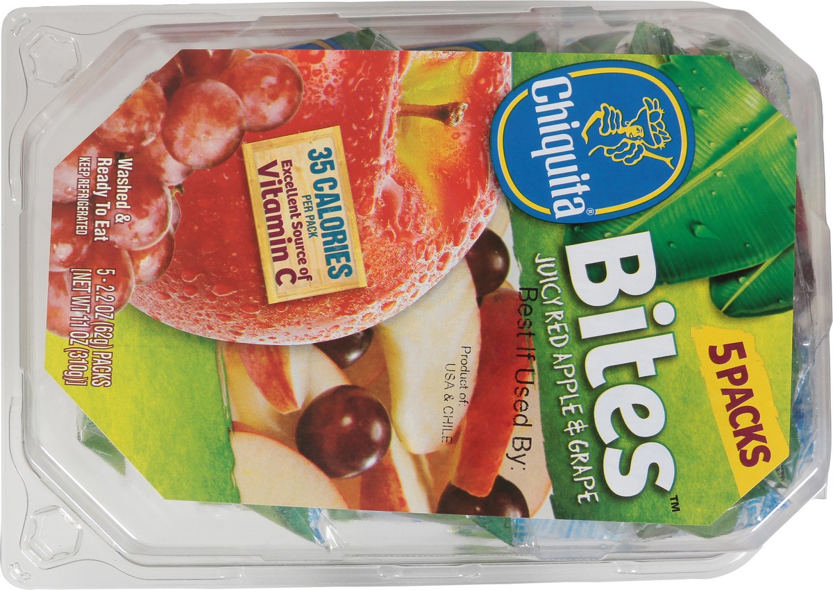 slide 7 of 13, Chiquita Bites Juicy Red Apple & Grape 5 - 2 oz Pack, 1 ct