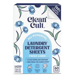 Cleancult Fresh Linen Laundry Detergent Sheets 7.04 oz