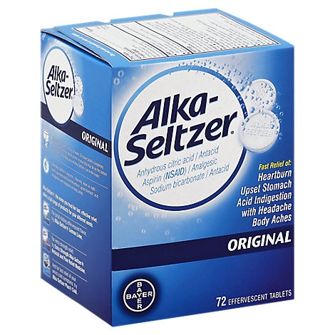 slide 1 of 1, Alka-Seltzer Antacid Analgesic Effervescent Tablets Original, 72 ct